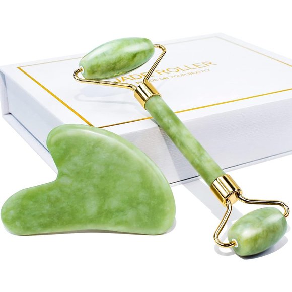Women Green Face Roller and Gua Sha Set for Skin Care Routine Self Care - Picture 11 of 13